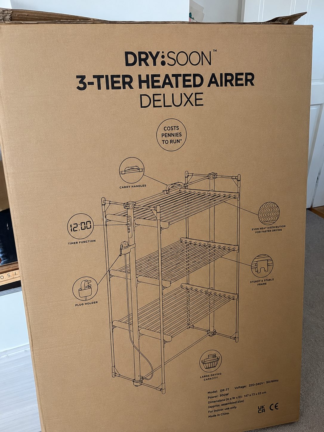 The Dry:Soon 3-Tier Heated Airer Deluxe box