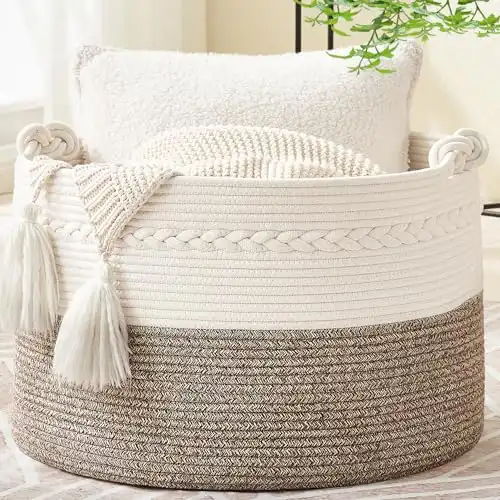 KAKAMAY Large Blanket Basket