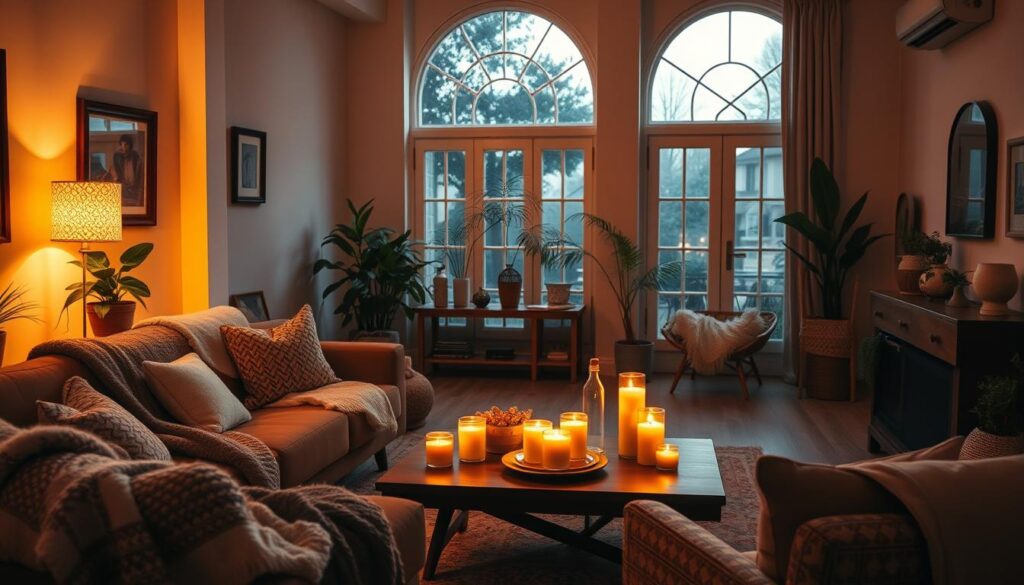 Ambient lighting in a cozy living room